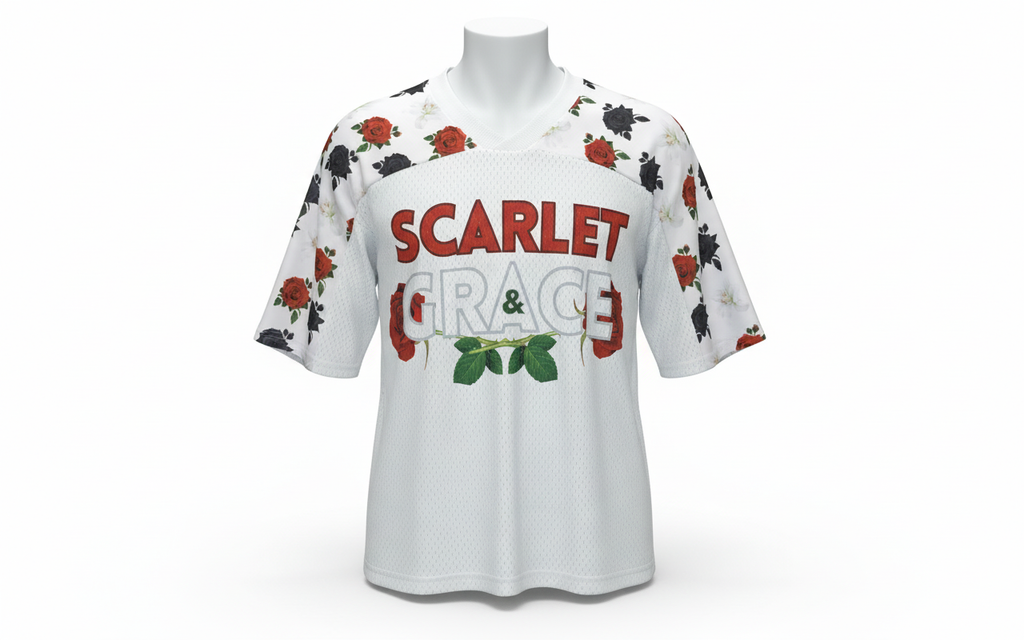 Scarlet x Grace : Oversized Football Jersey - WHITE AS SNOW