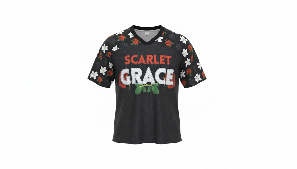 Scarlet x Grace : Oversized Football Jersey - BLACKOUT